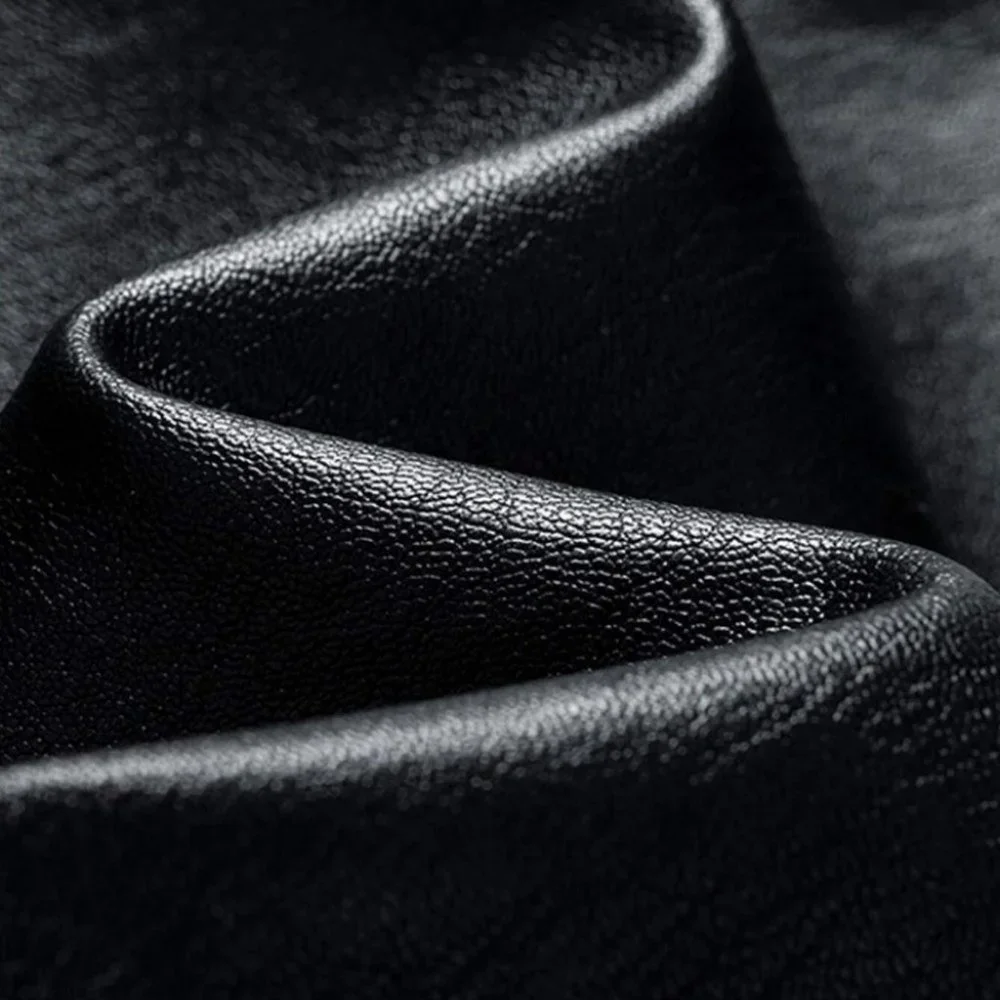 Black Mens Zip Up PU Leather Jacket - Picture 6 of 7